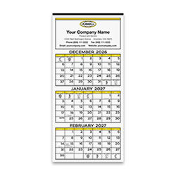 3-month display 12-sheet calendar