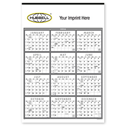 Black and white span-a-year mon-laminated calendar