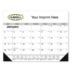 Desk pad calendar with vinyl corners