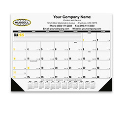 multi-colored desk pad with black vinyl corners